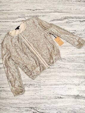 HALOGEN Champagne Sequin Jacket